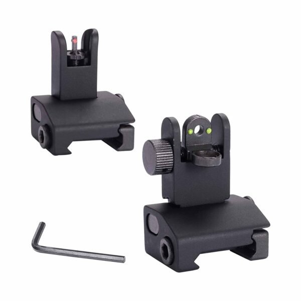F3F Iron Sights Front and Rear Flip Up Folding Sights With Fiber For AR15
